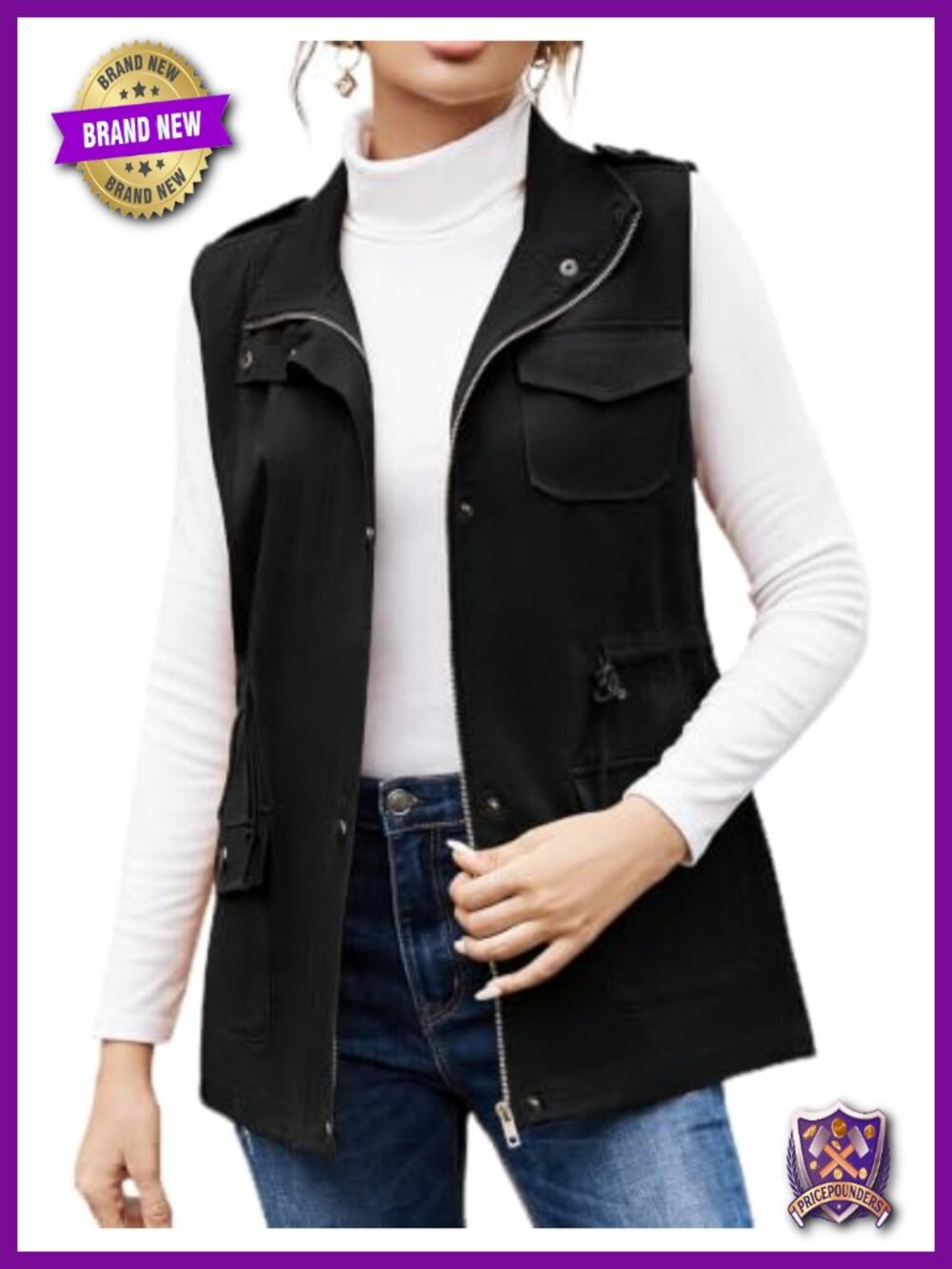 Beyove Womens Lightweight Sleeveless Military Anorak Cargo Vest No Hood